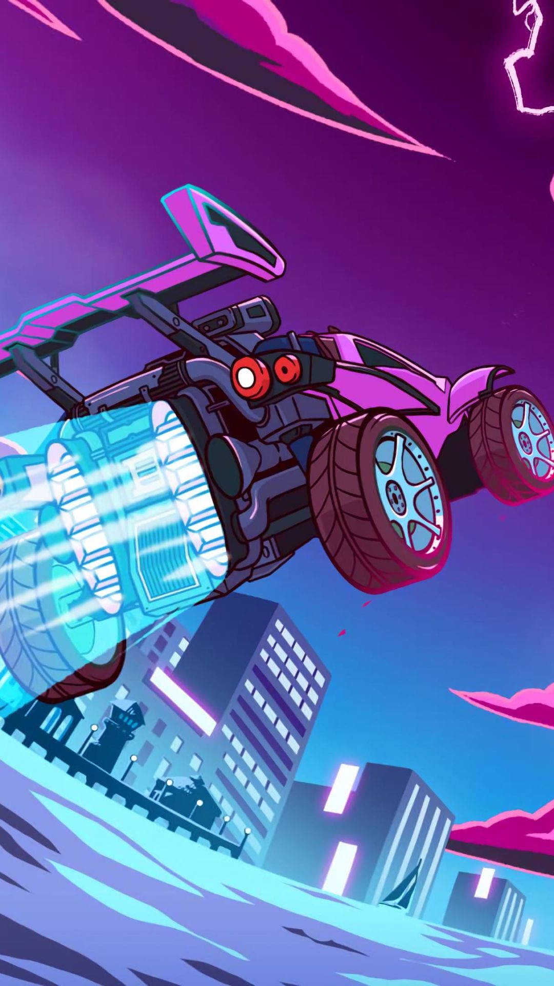 Rocket League Phone Flying Car Purple Aesthetic Background