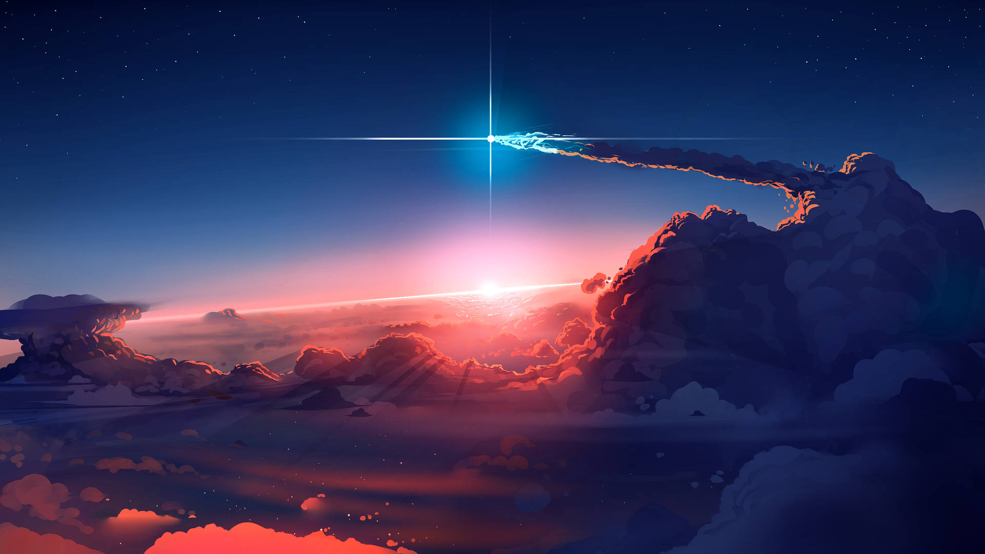 Rocket With Sunset Background