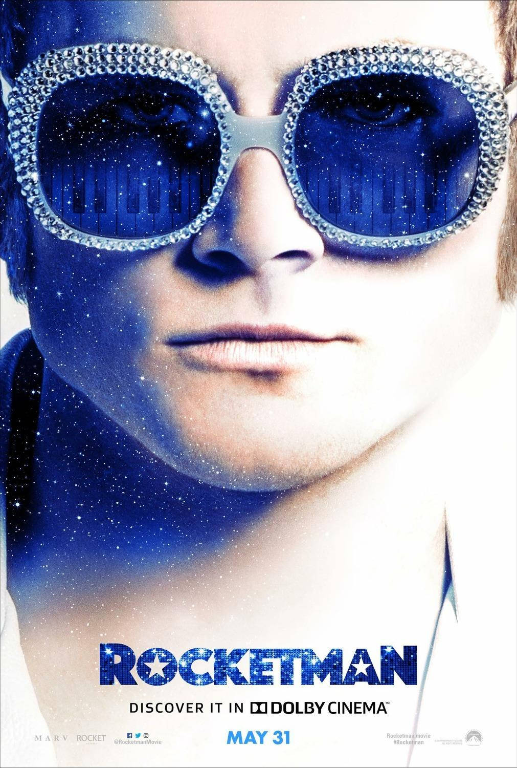Rocketman With Blue Fashionable Eyeglasses Background