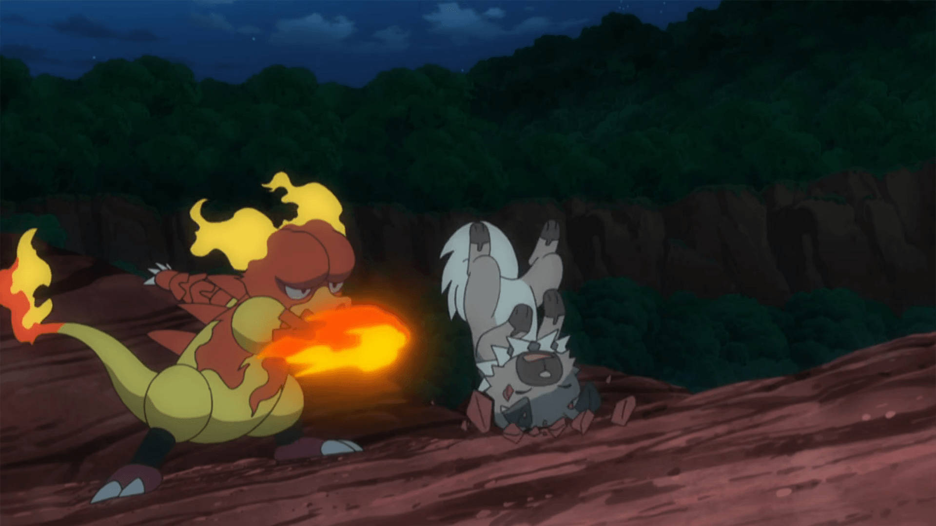 Rockruff Versus Magmar Background