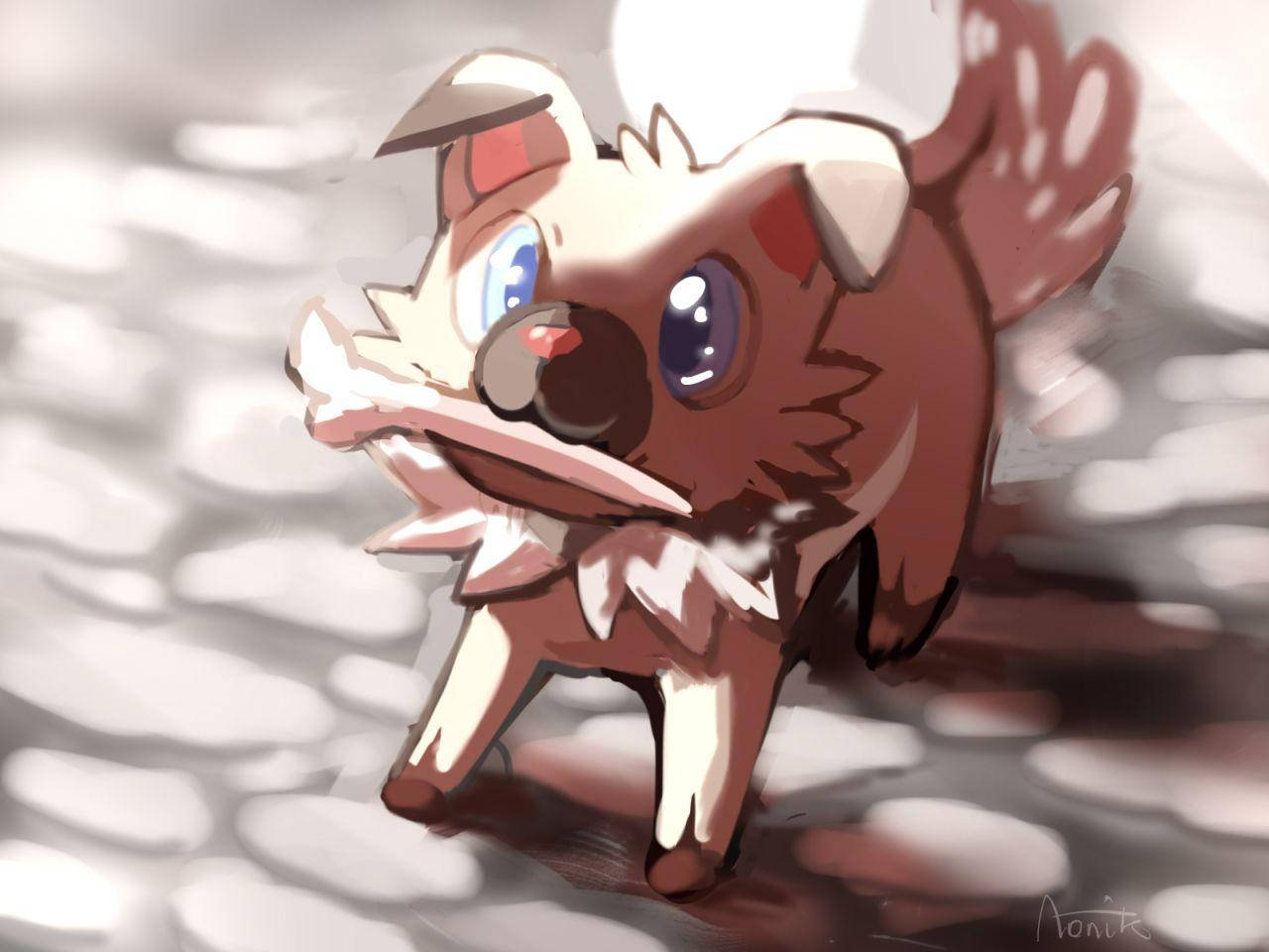 Rockruff With Bone Background