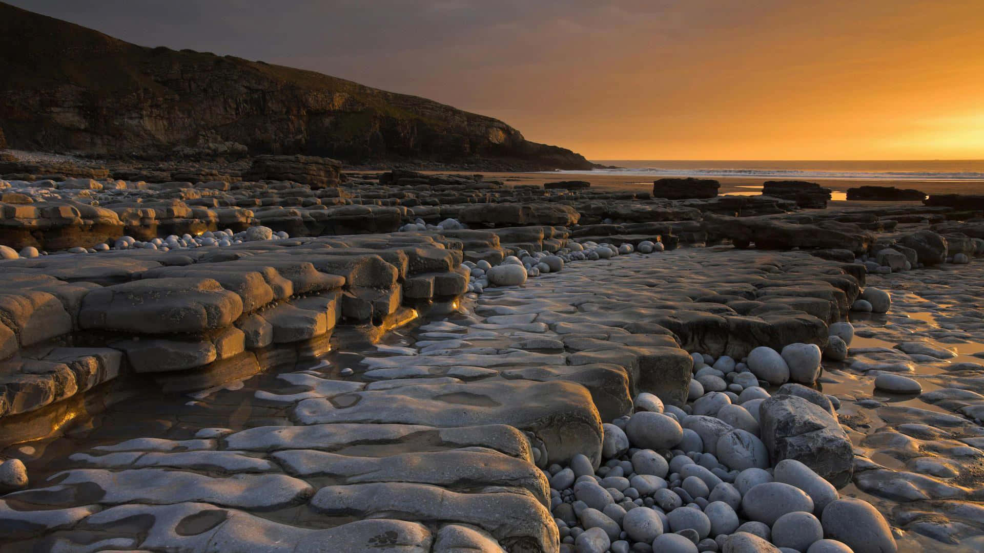 Rocks Coastal Sand Stones Sunset