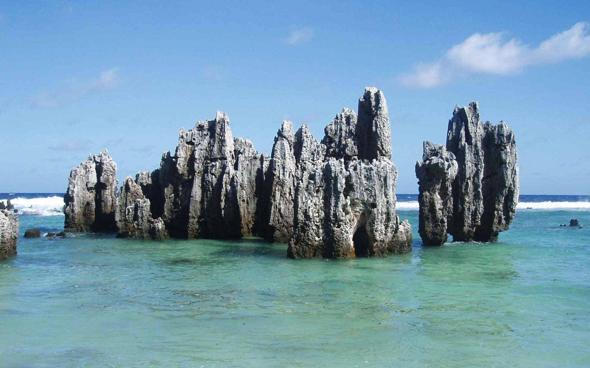 Rocks In Anibare Bay, Nauru Background