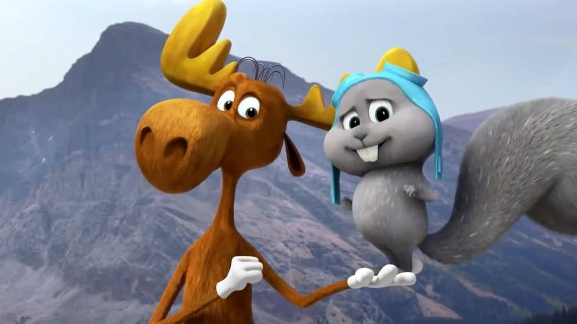 Rocky And Bullwinkle Against Rocky Lanscape