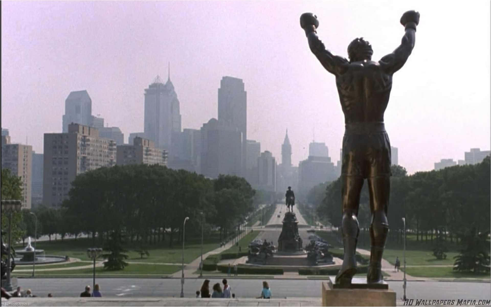 Rocky Balboa Shows Off His Iconic American Flag Shorts In Preparation For The Fight. Background