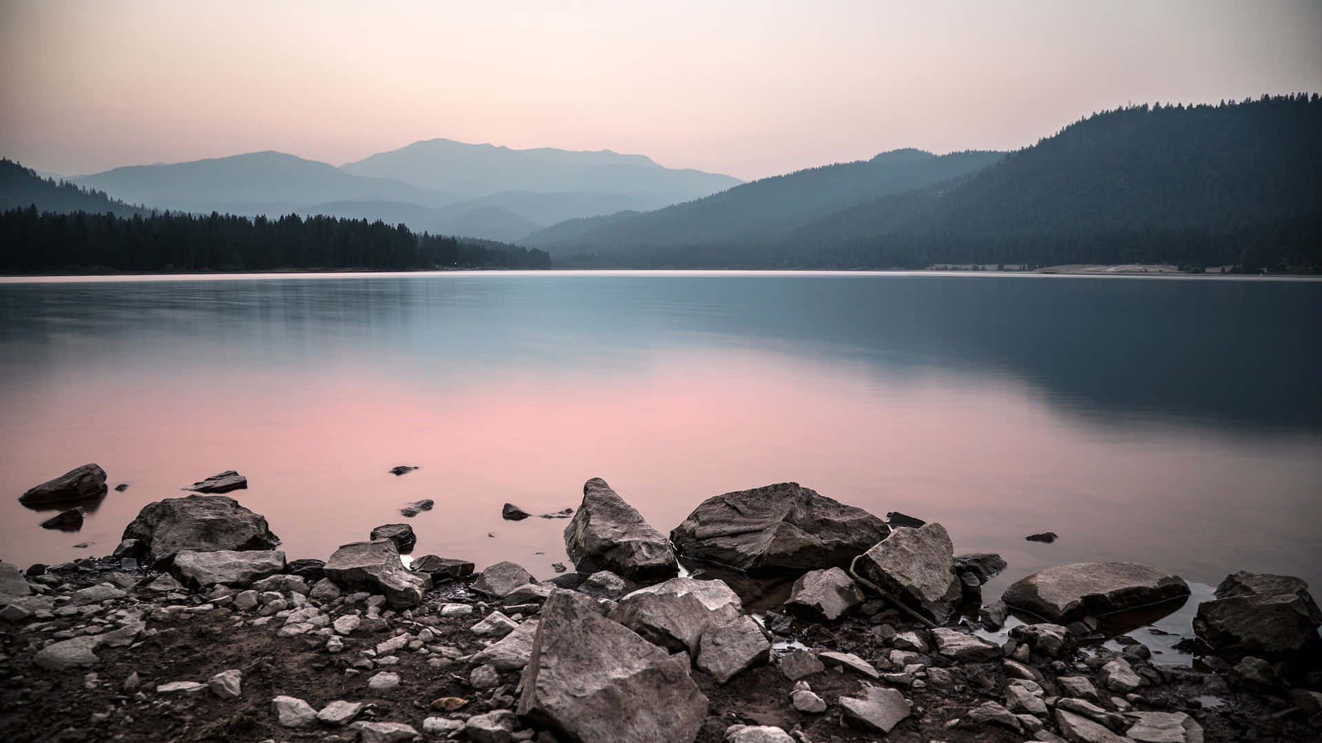 Rocky Lakeshore Calms Background