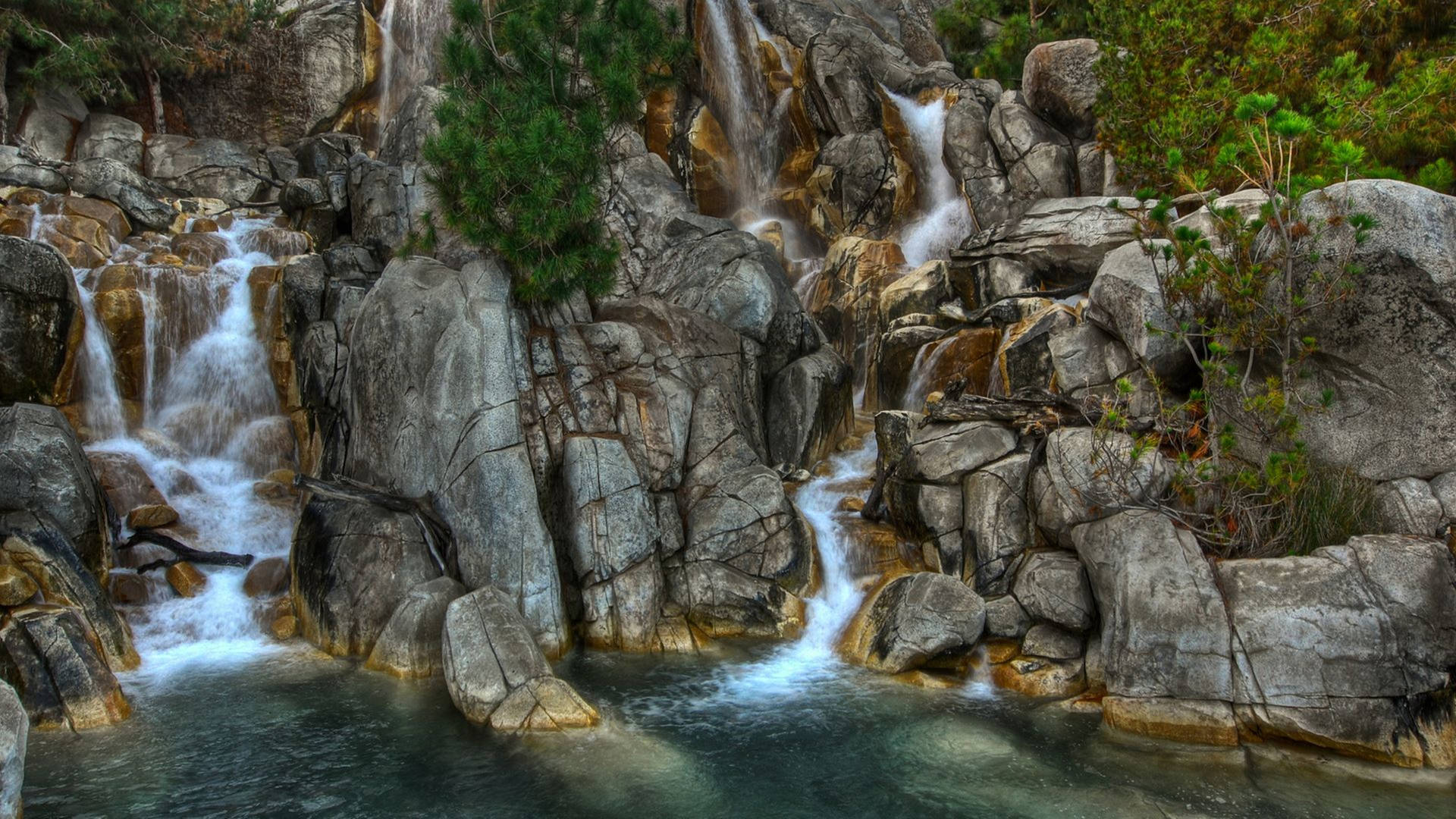 Rocky Layered Hd Waterfall River Background