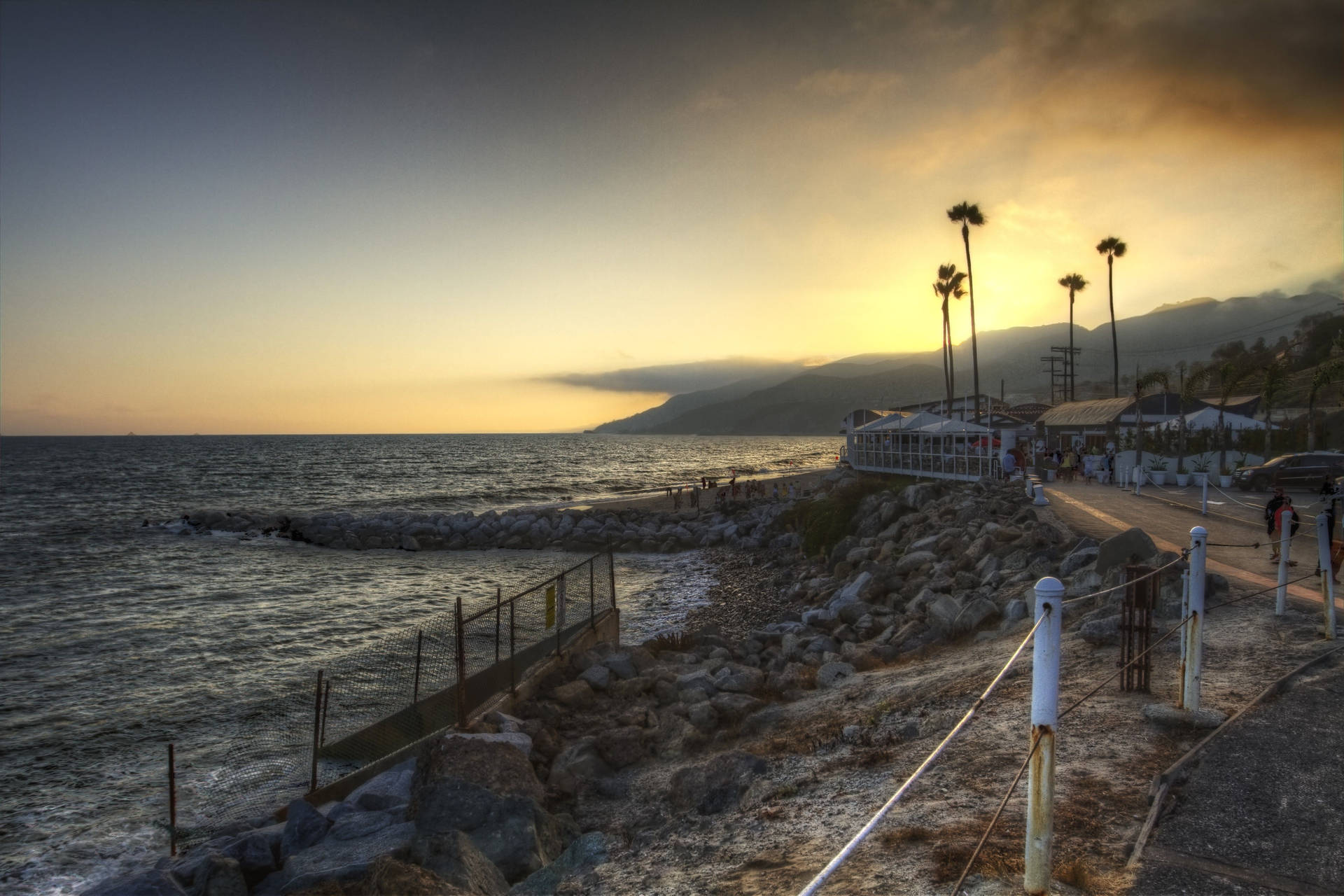 Rocky Malibu Beach Shore Background