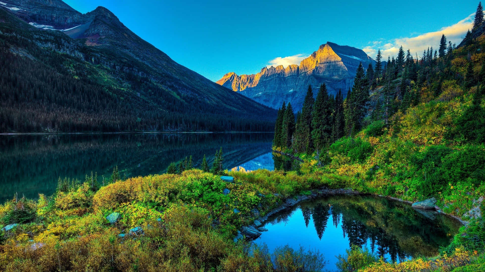 Rocky Mountain Landscape And Lake Background