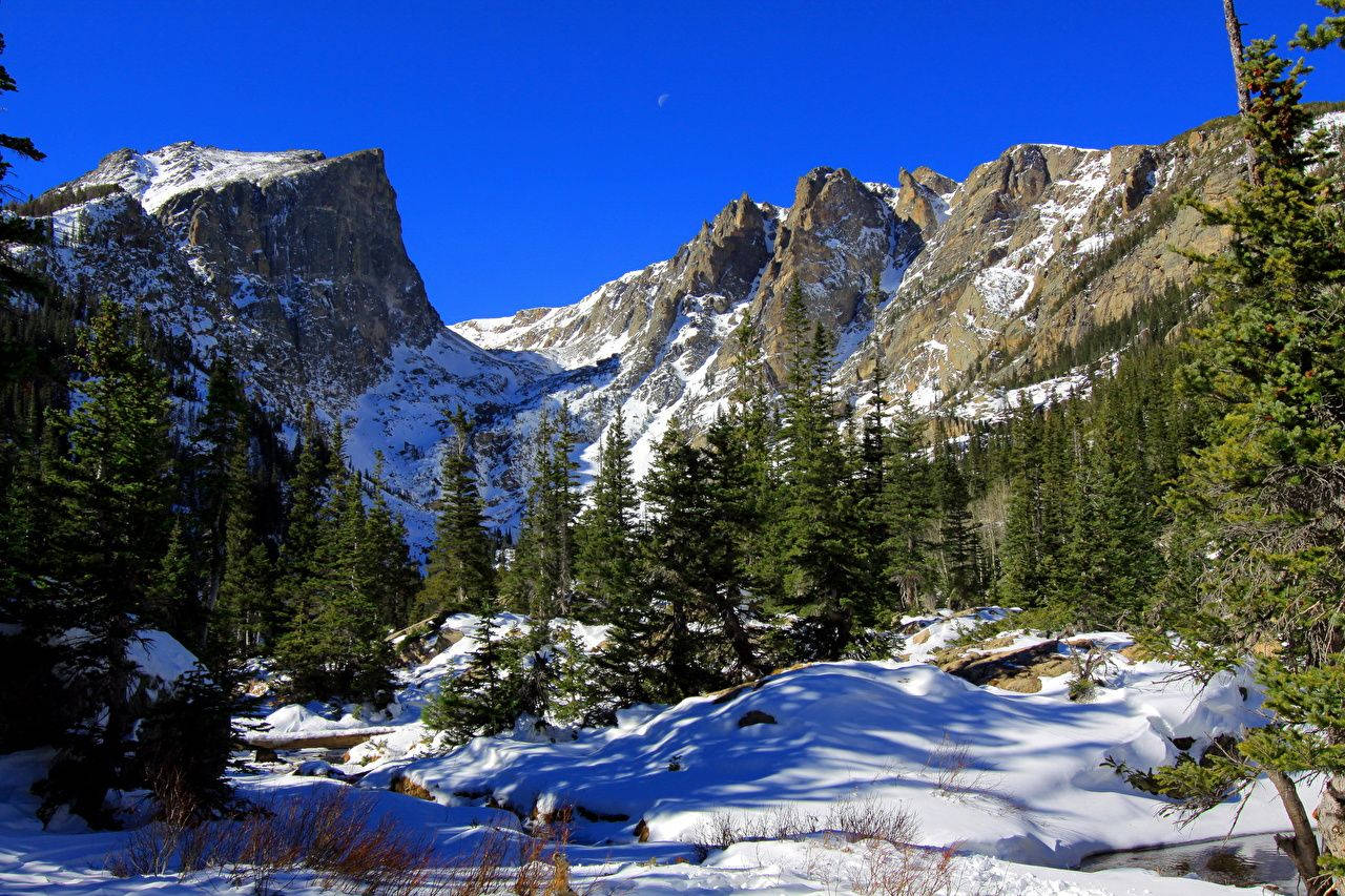 Rocky Mountain National Park Snow And Rocks Background