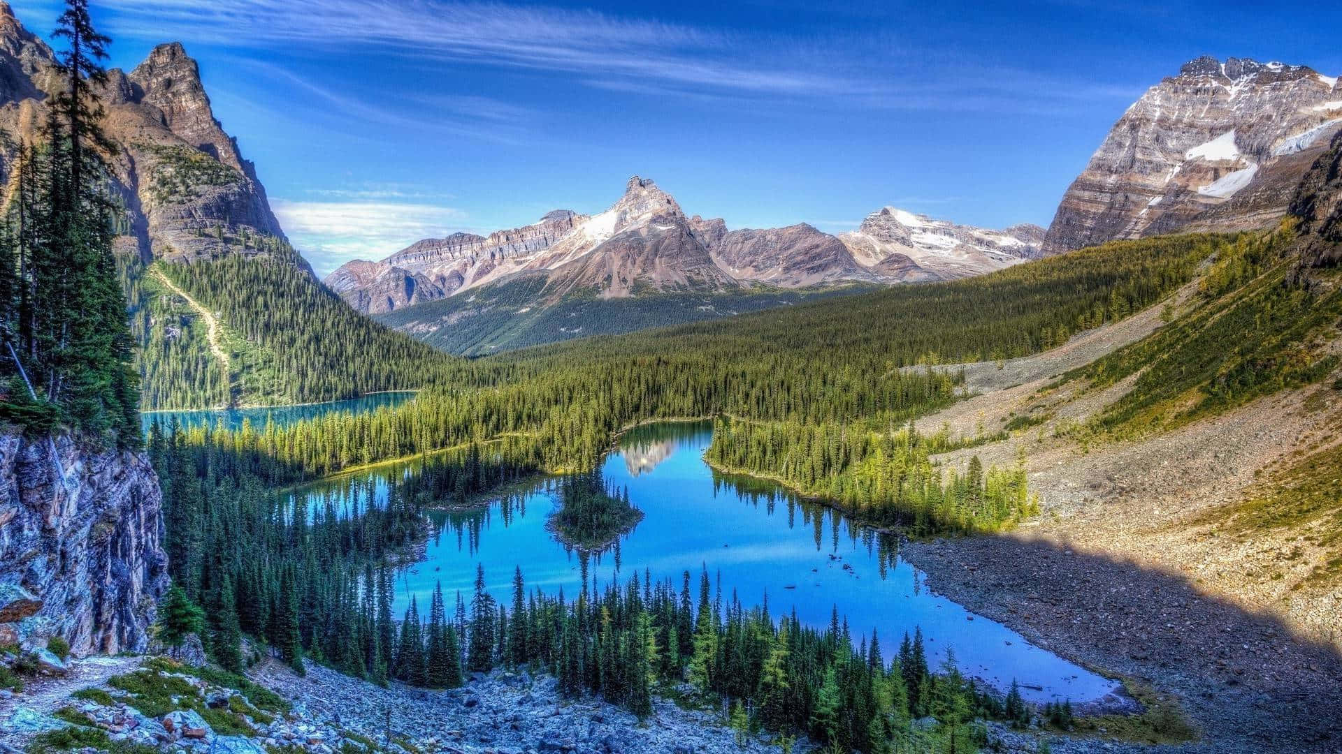 Rocky Mountains Lake View North America