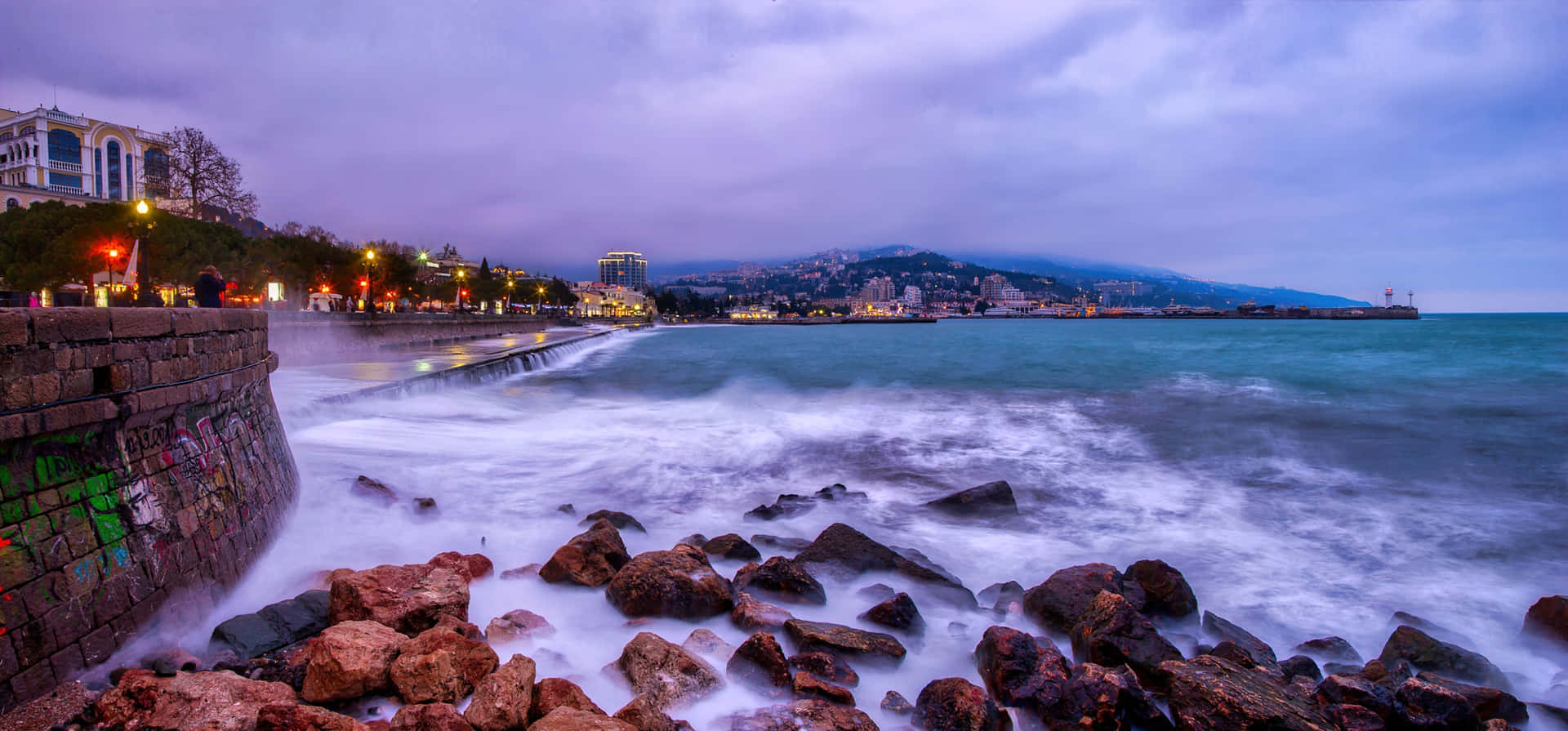 Rocky Shores Of Yalta Background