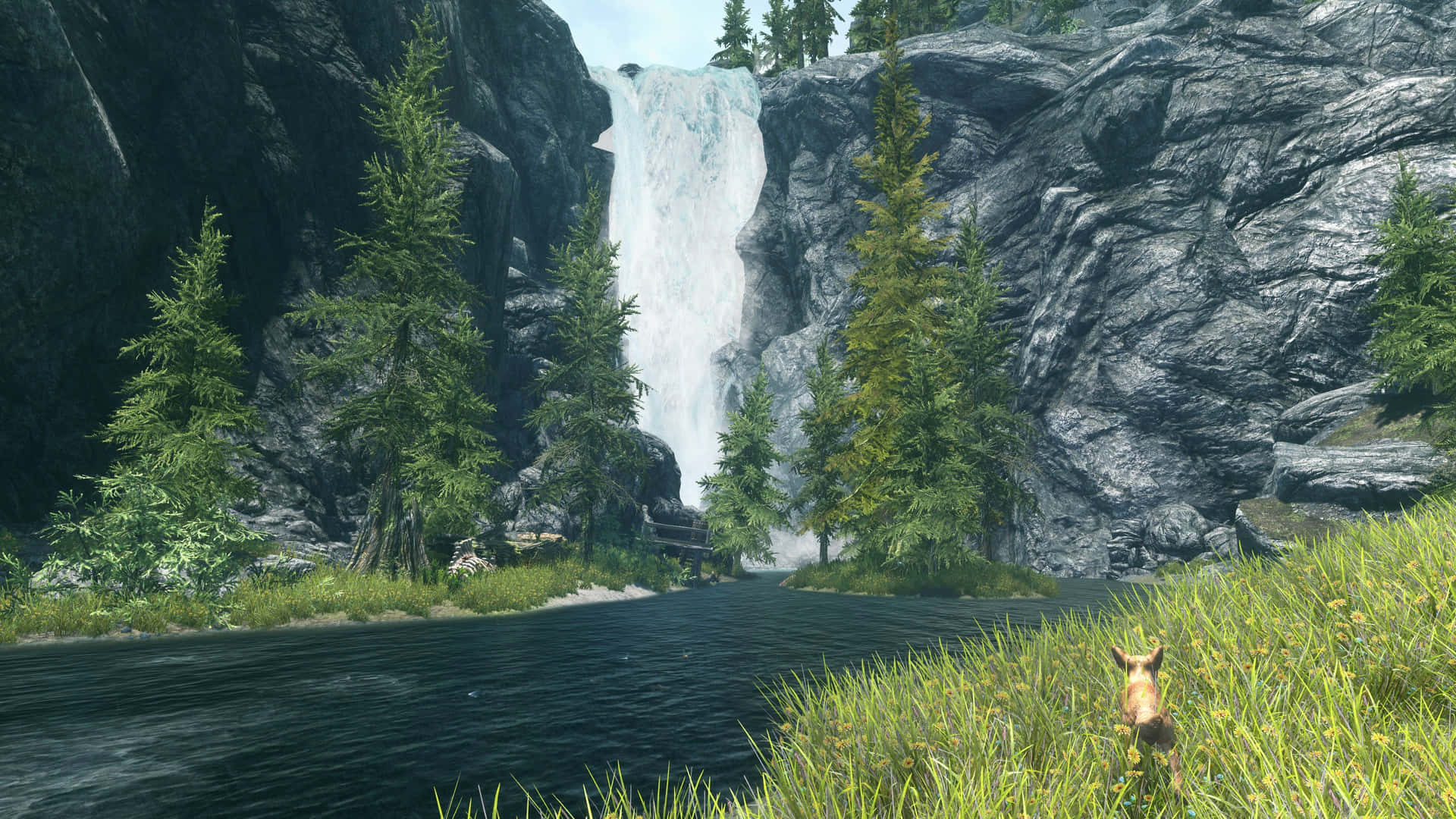 Rocky Waterfalls Skyrim Landscape