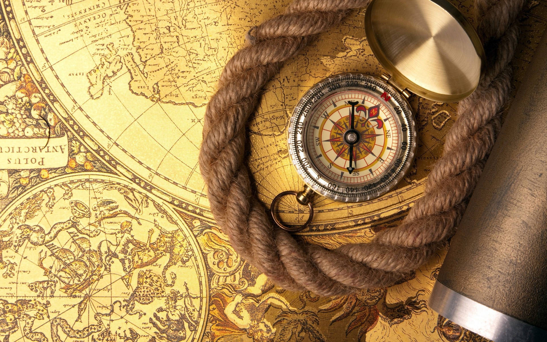 Rococo Style Vintage Compass Background