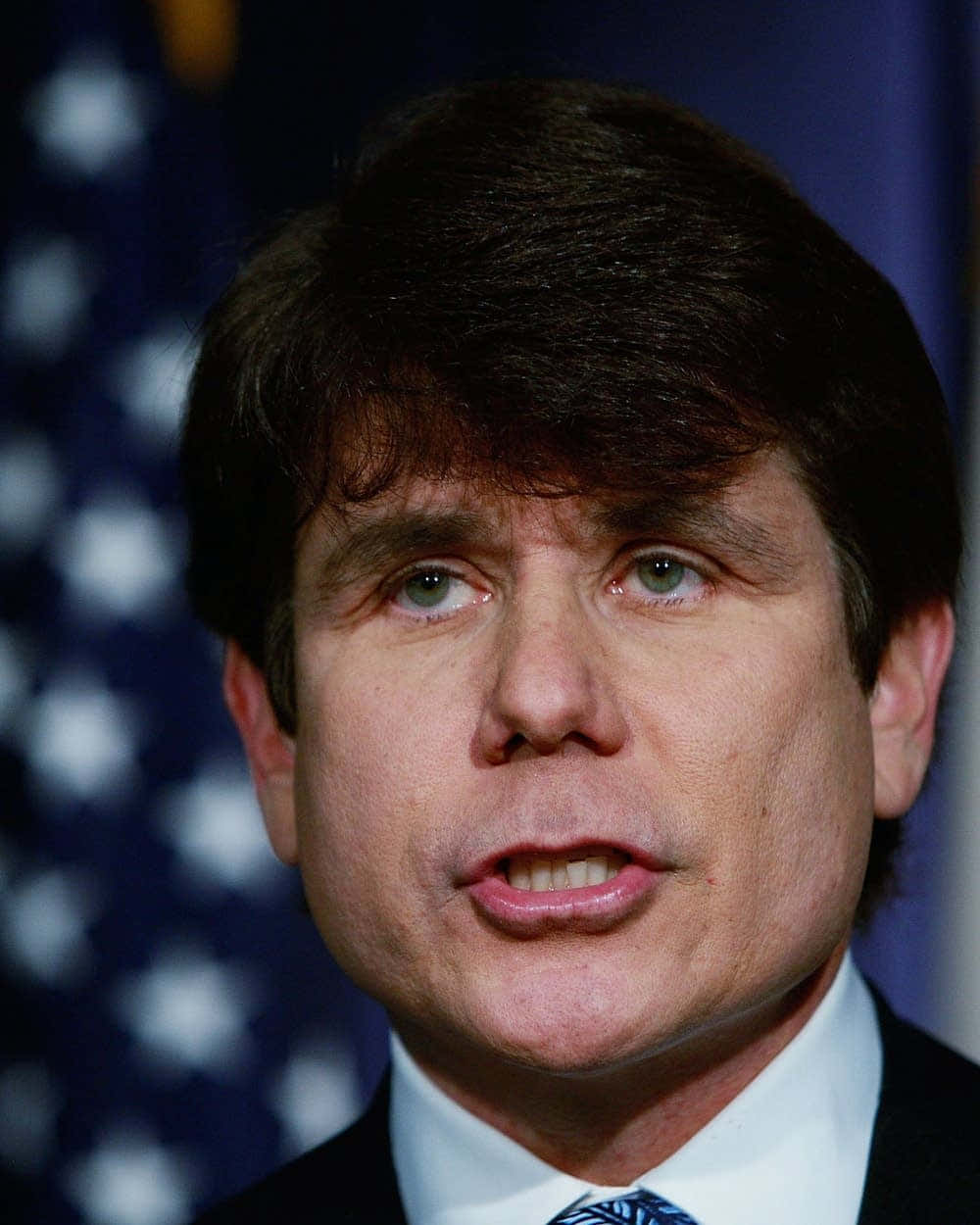 Rod Blagojevich Speaking With Us Flag