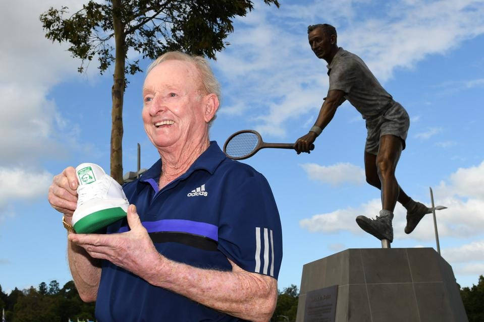 Rod Laver In Front Of His Statue