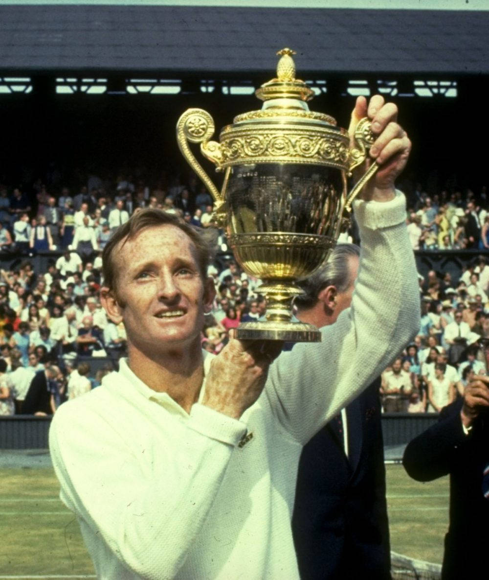 Rod Laver Lifting 1968 Wimbledon Trophy Background