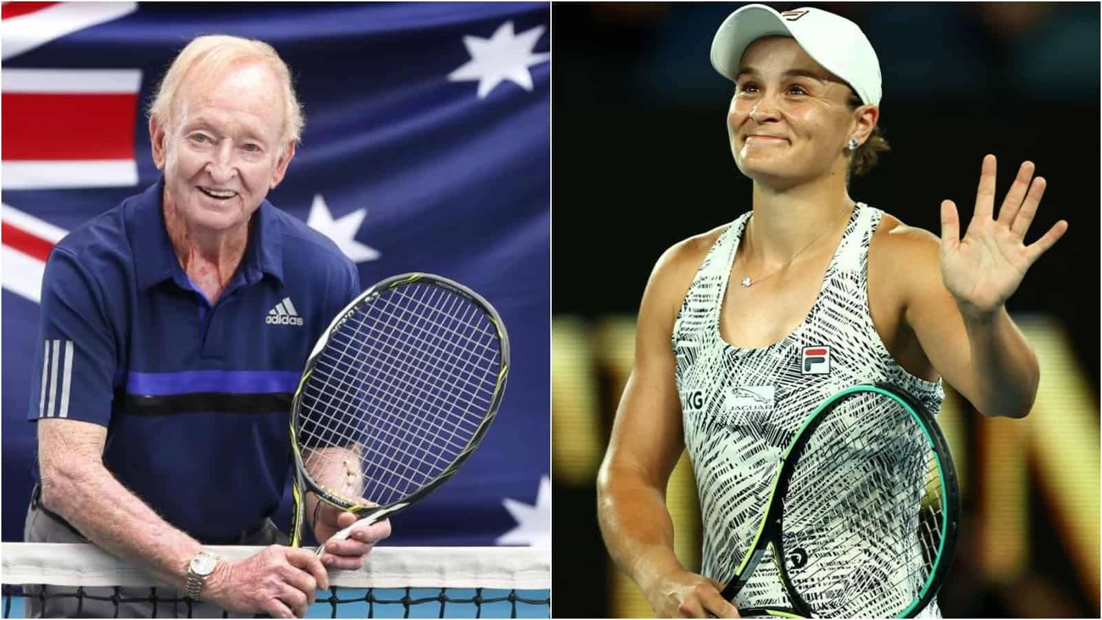 Rod Laver With Ash Barty Background