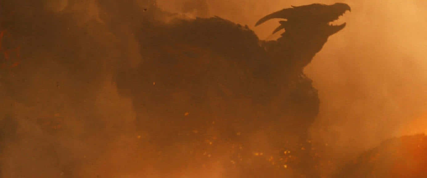 Rodan Emerges From The Destruction Background