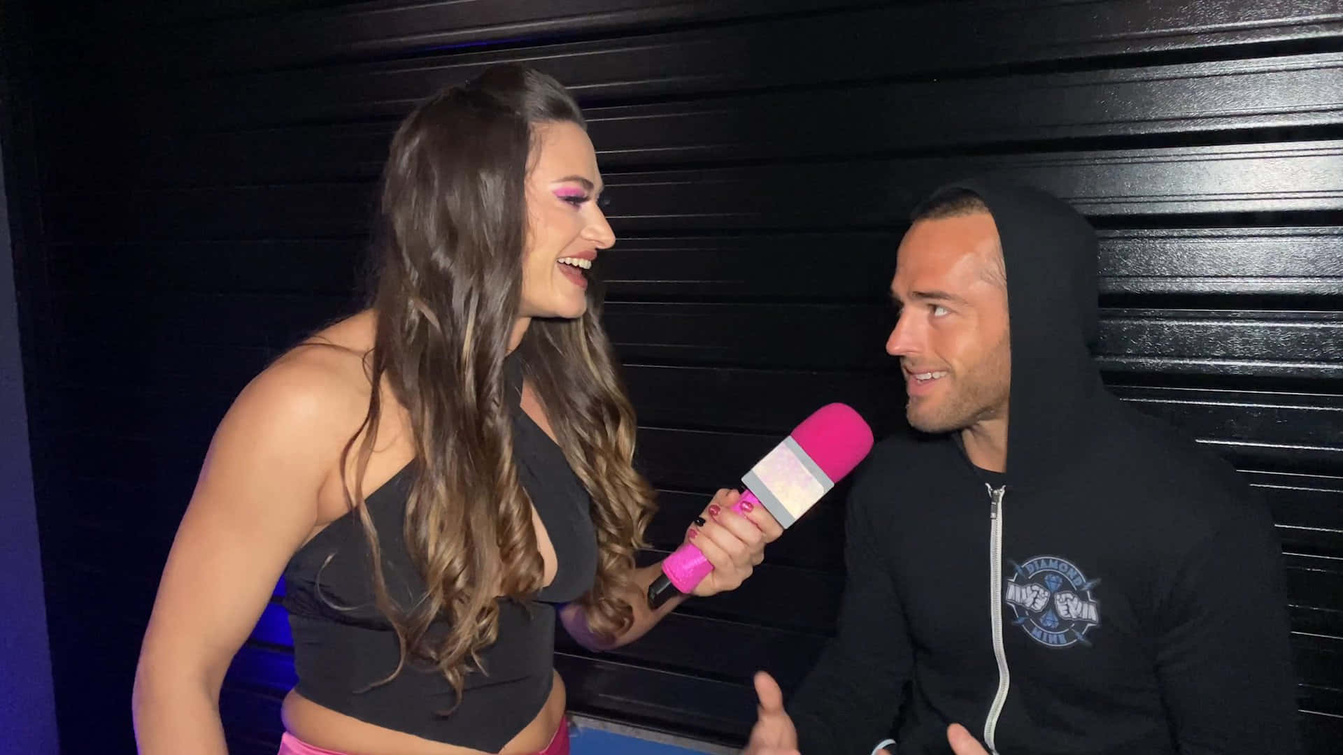 Roderick Strong Being Interviewed By Nina Samuels In 2022 Background