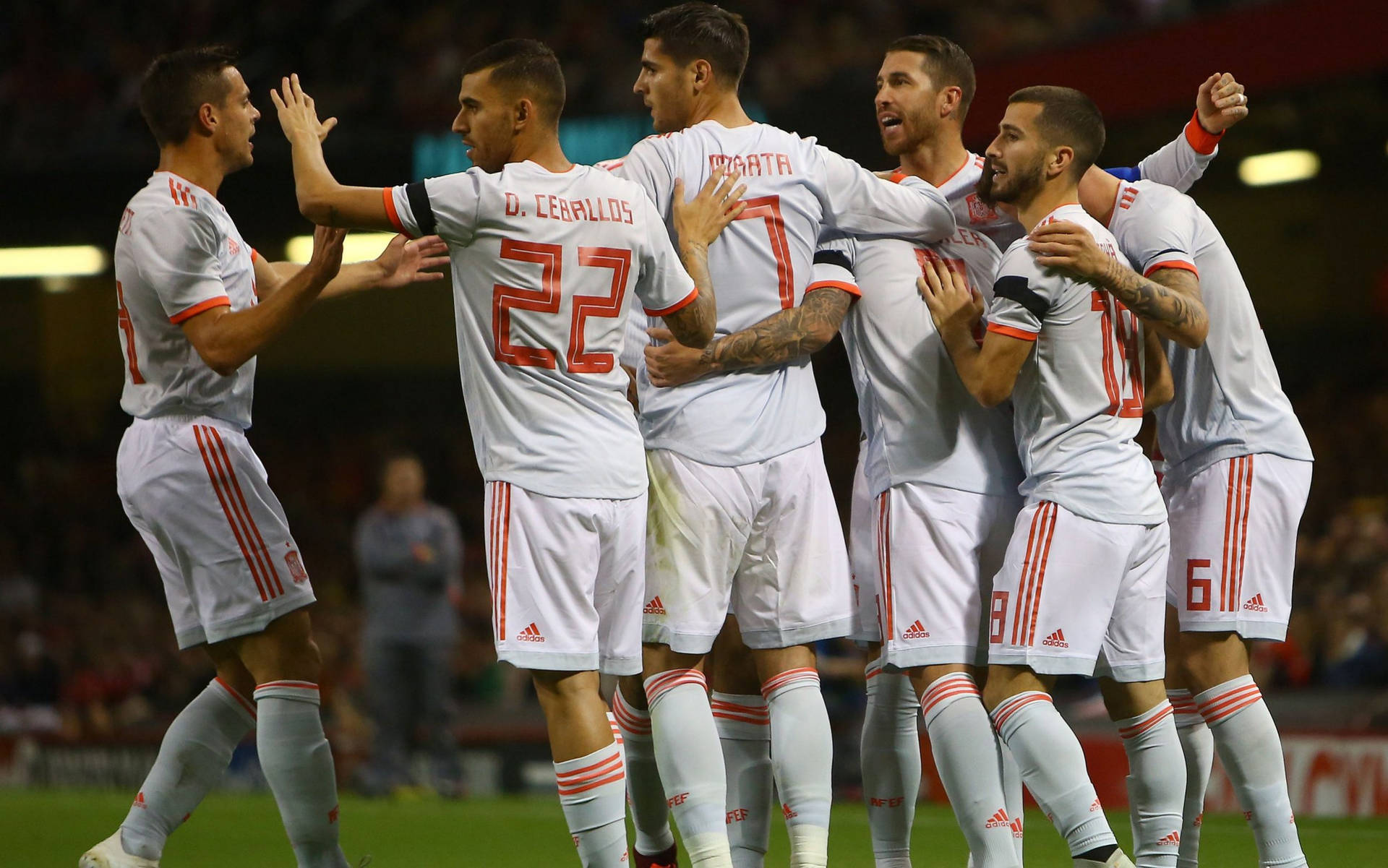 Rodrigo Hernández Cascante Hugging With Teammates