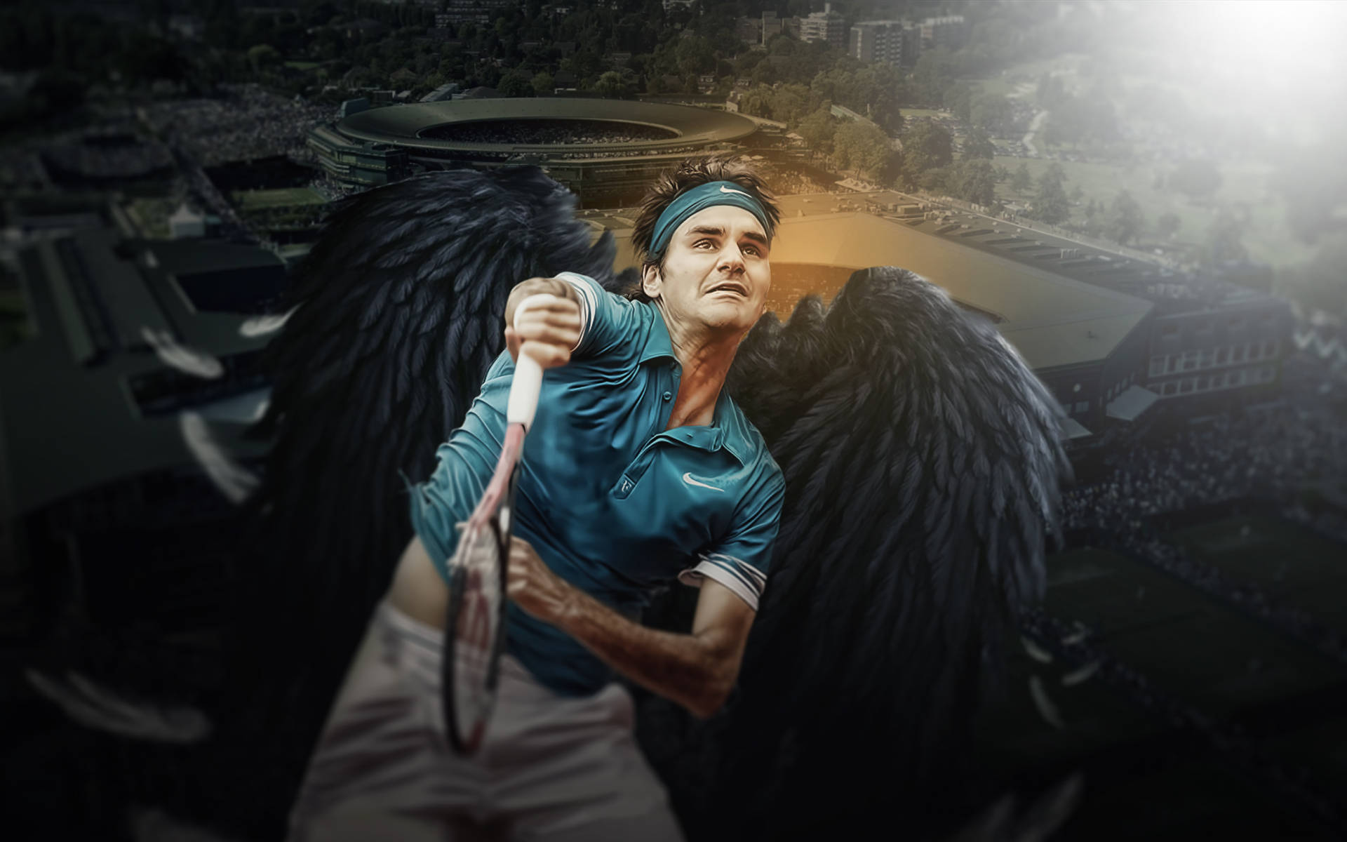 Roger Federer Tennis Black Angel Background