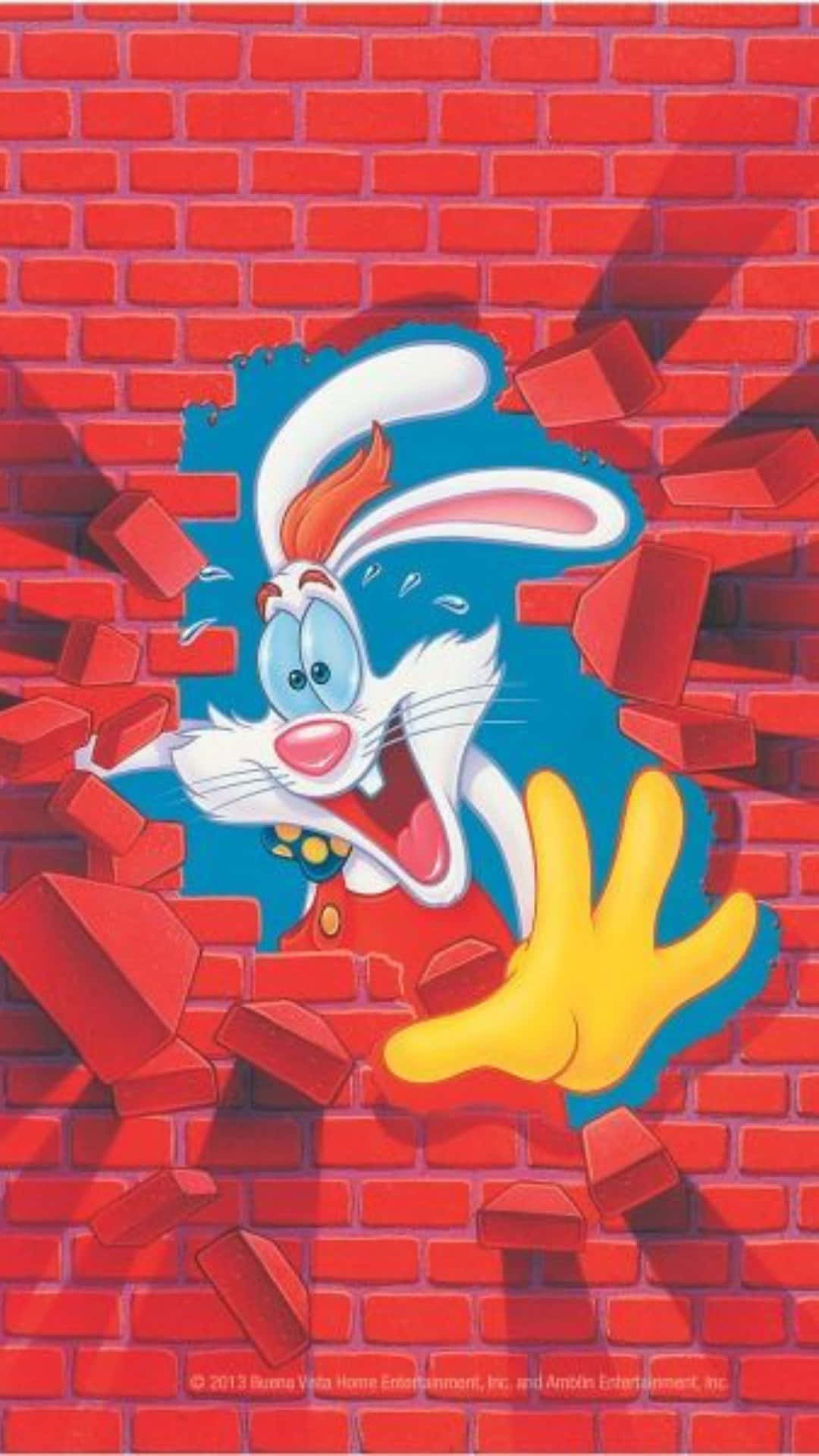 Roger Rabbit Breaking Through Brick Wall Background