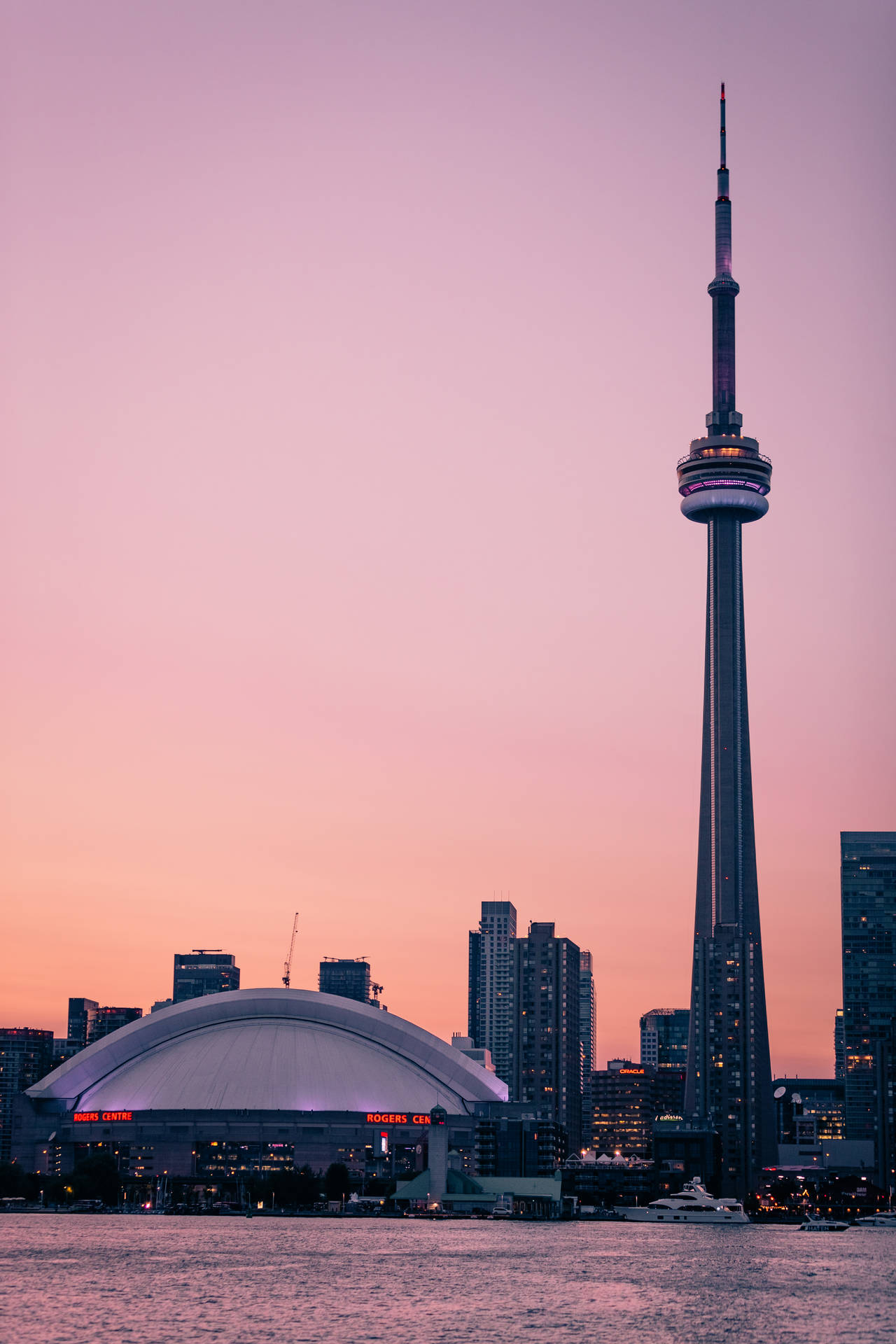 Rogers Center And Cn Tower During Sunset