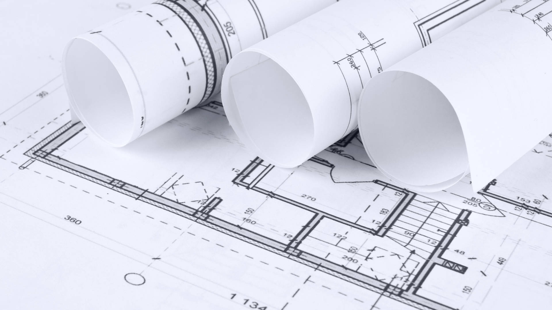 Rolled Civil Engineering Blueprints