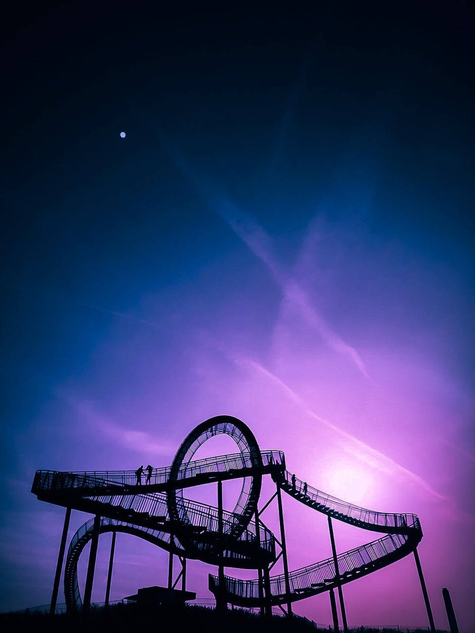Roller Coaster With Winding Railway Background