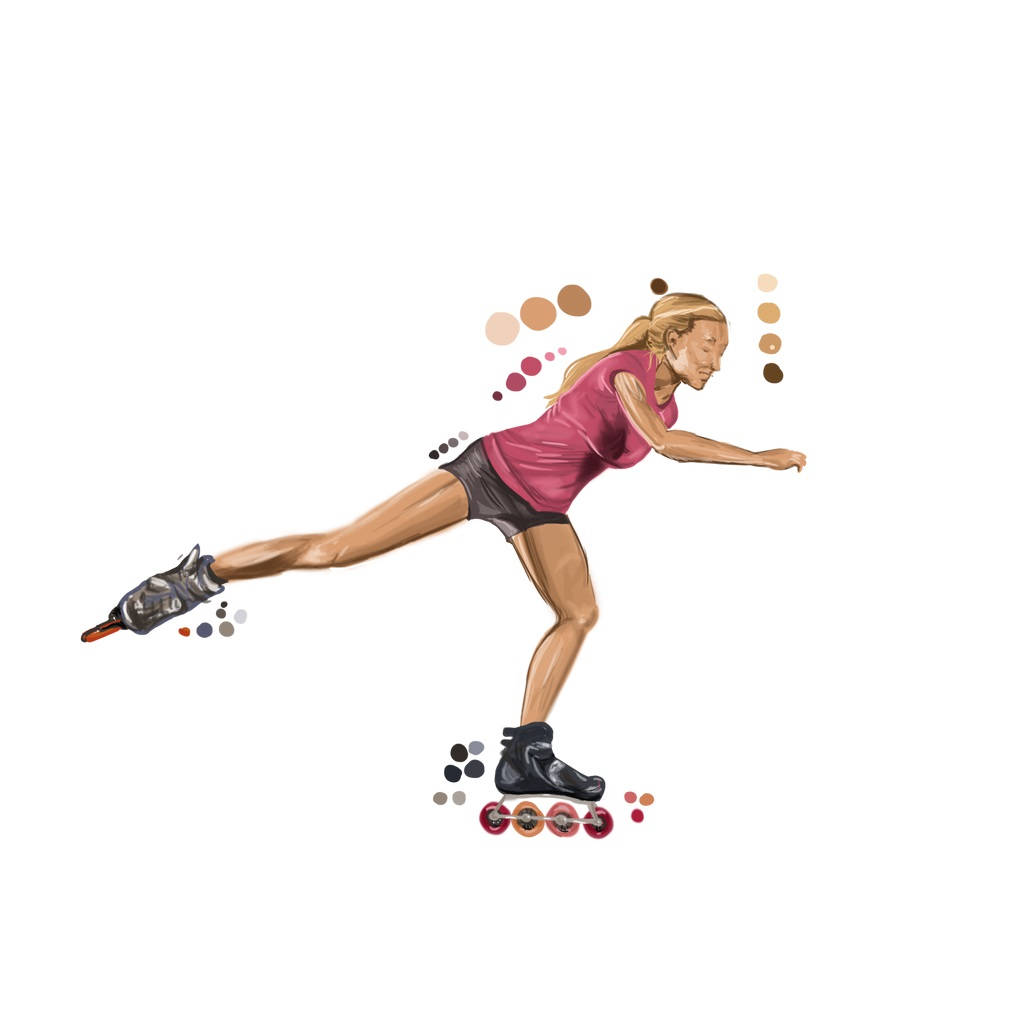 Rollerblading Woman Digitally Painted Art