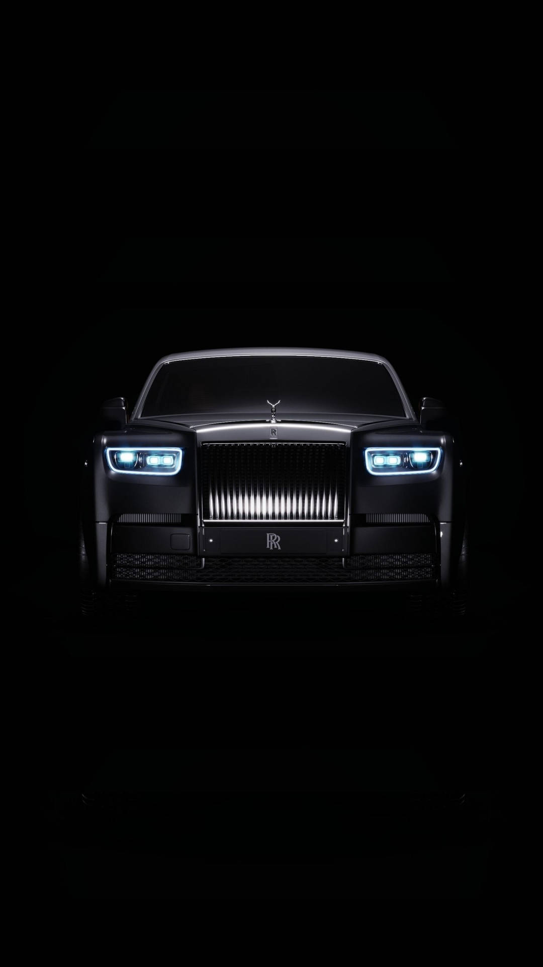 Rolls-royce 4k Black Phantom Blue Headlights Background