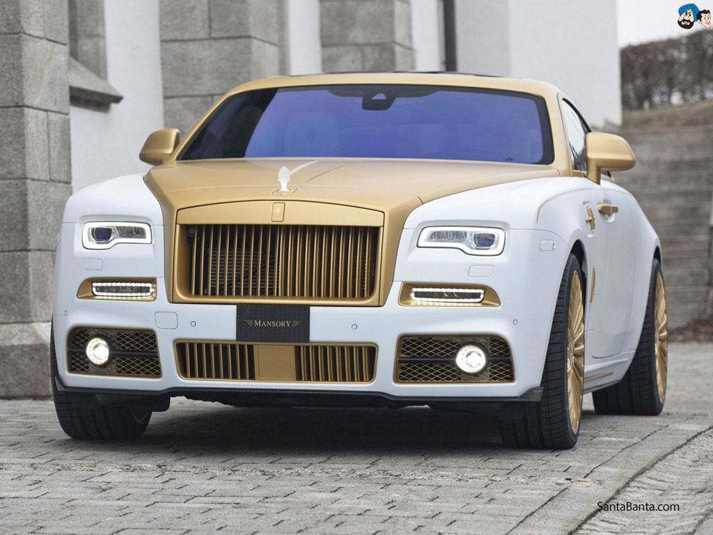 Rolls Royce Masonry Gold And White Background