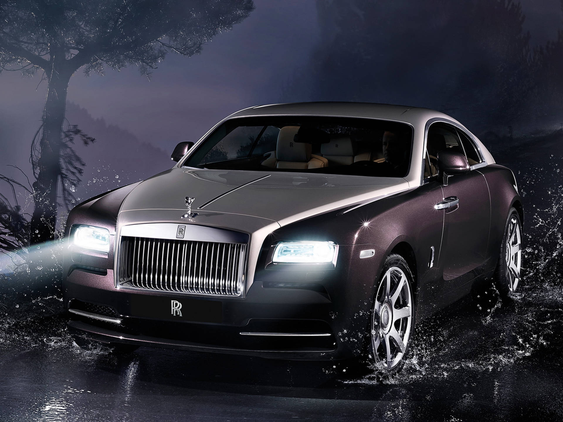 Rolls Royce Wraith Under Night Sky Background
