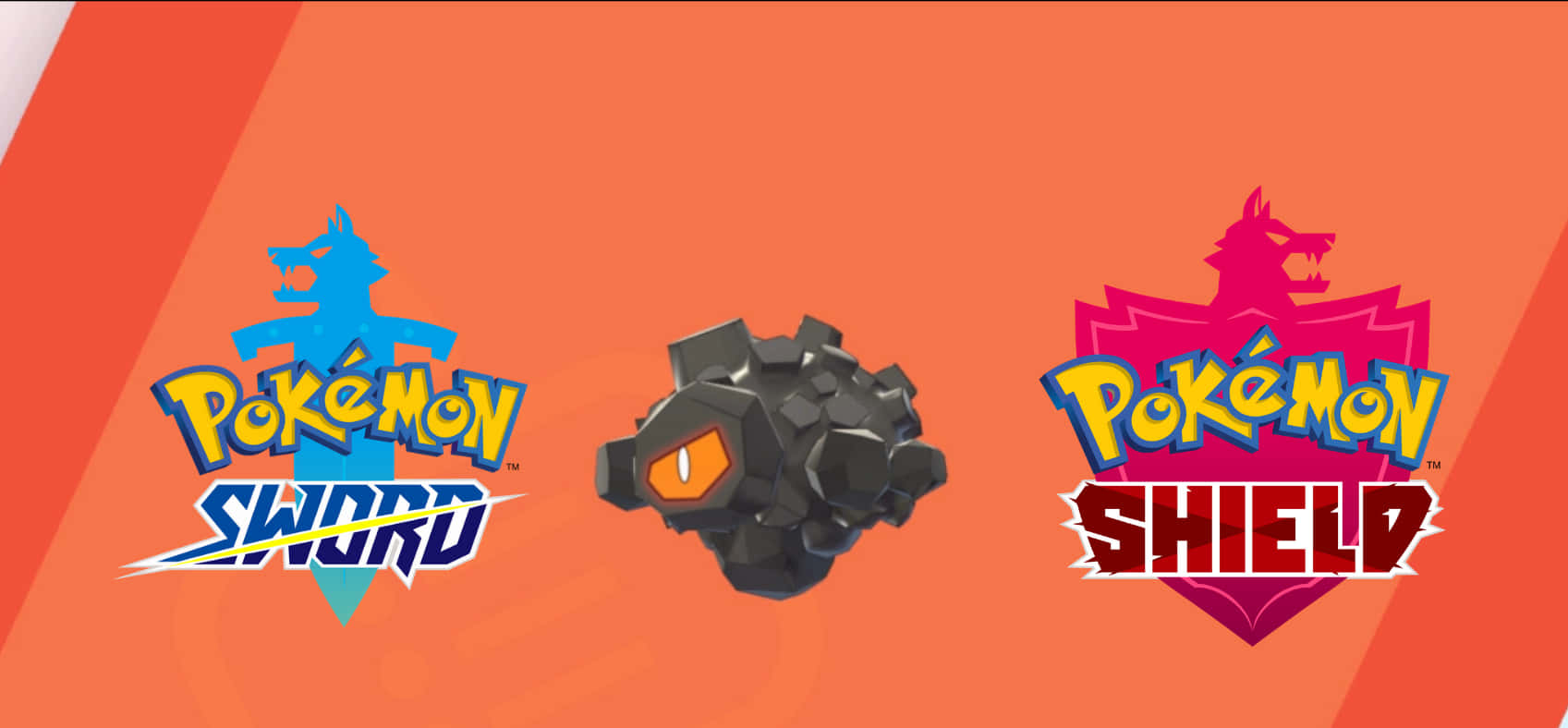 Rolycoly With Pokémon Sword And Shield Logos Background