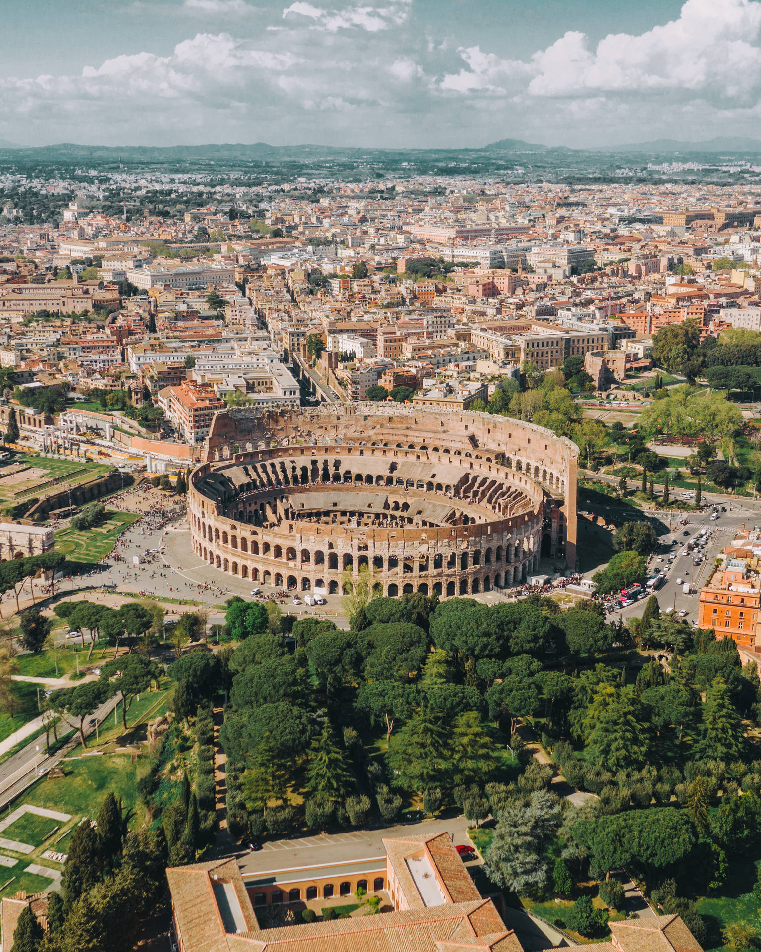 Roman Colosseum From A Distance Phone Background