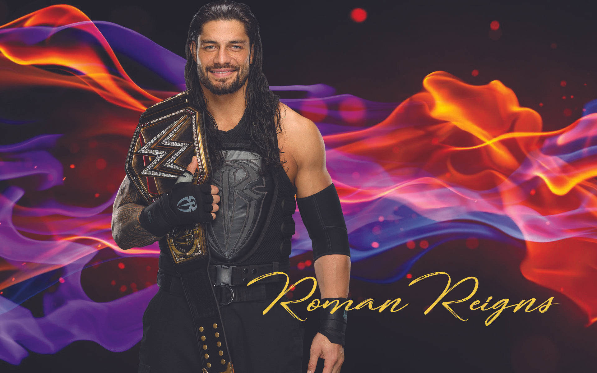 Roman Reigns Colorful Illustration Background