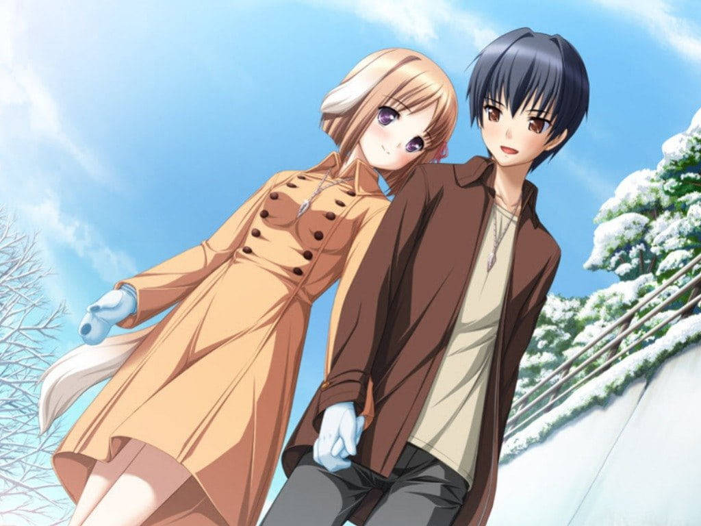 Romantic Anime Couples Holding Hands Winter