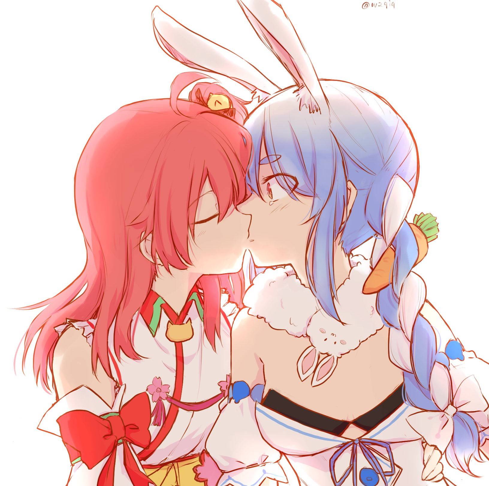 Romantic Artistic Illustration Of Two Girls Kissing