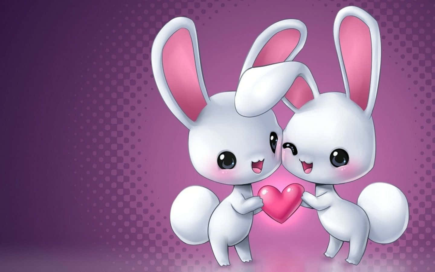 Romantic Bunny Couple Purple Background