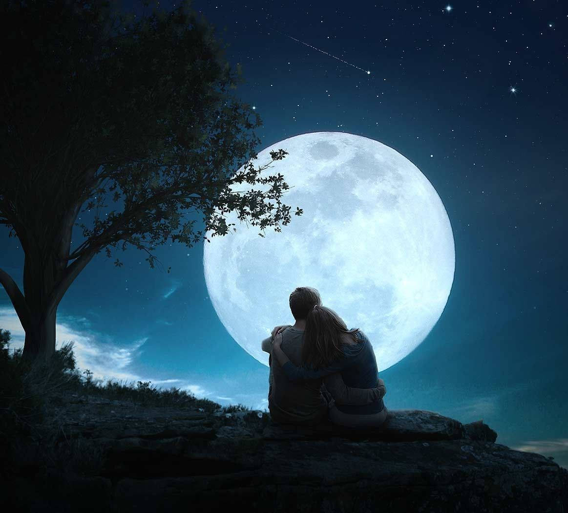 Romantic Comfort With The Moon Background