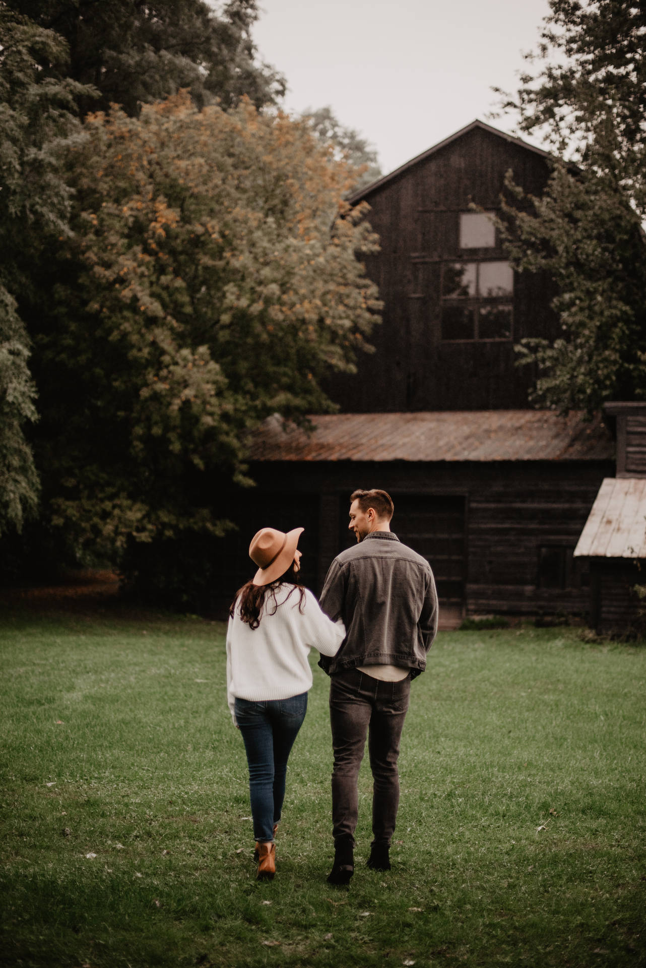 Romantic Country Couple On Cabin Yard
