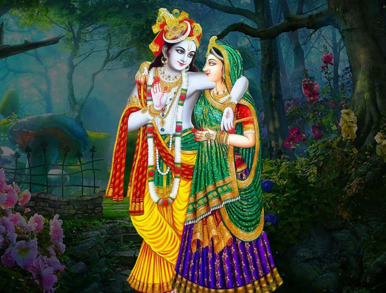 Romantic Couple Ancient Colors Background