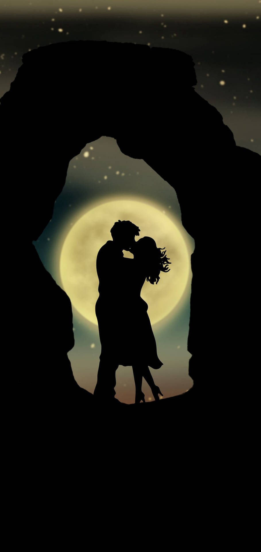 Romantic Couple And Full Moon