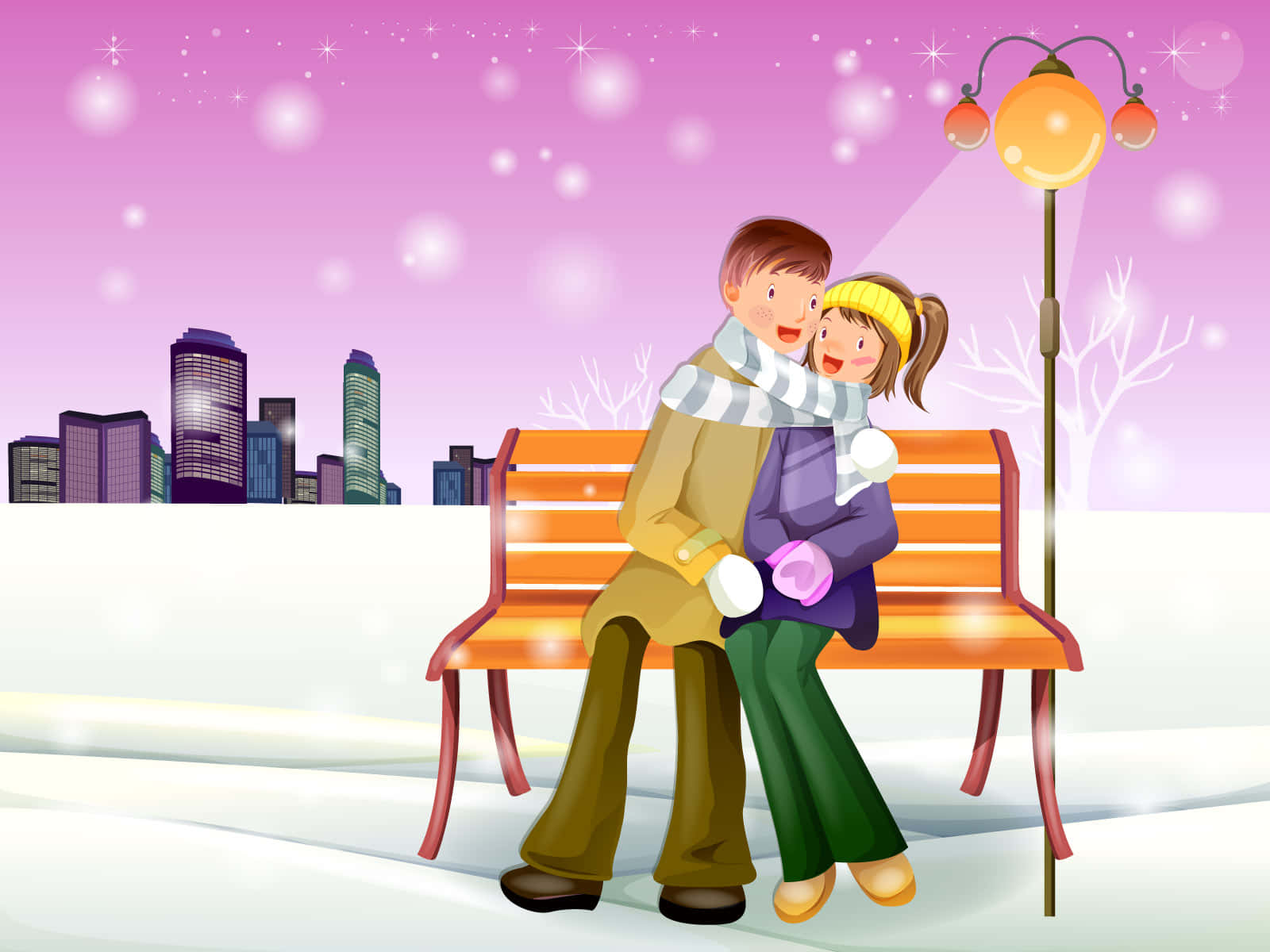 Romantic Couple Cartoon Art Background