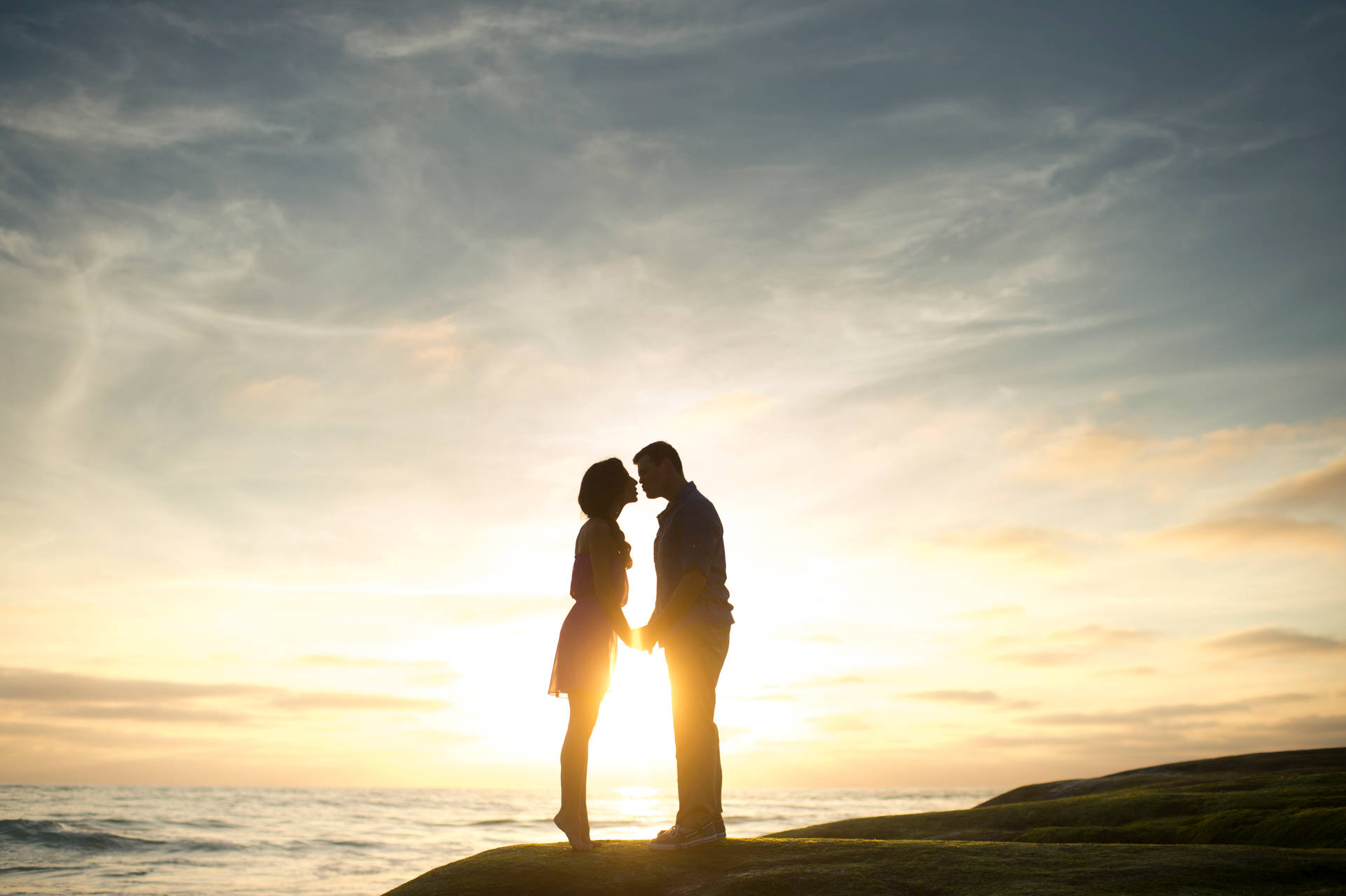 Romantic Couple In Golden Hour Background