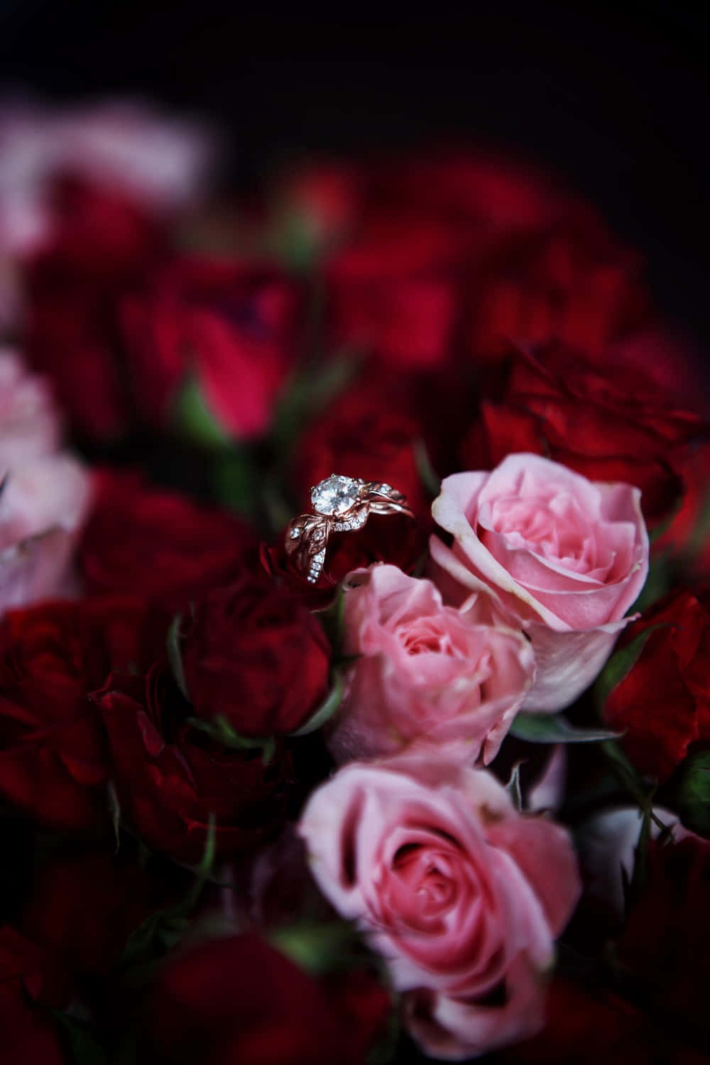 Romantic Engagement Ring Roses Aesthetic Valentine's Day Background