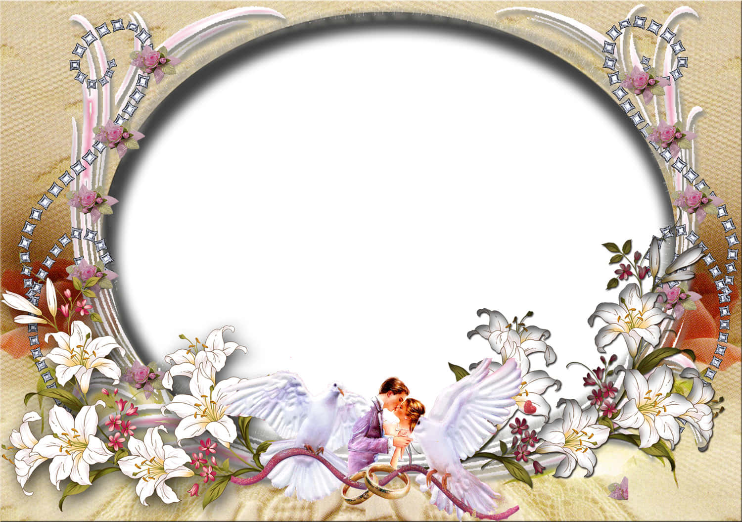 Romantic Floral Wedding Frame Background