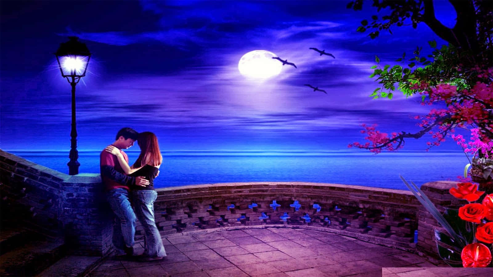 Romantic Full Moon Background