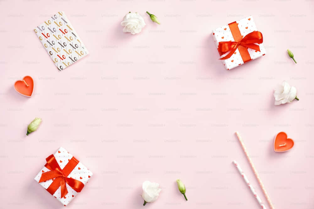 Romantic Giftsand Flowers Background Background